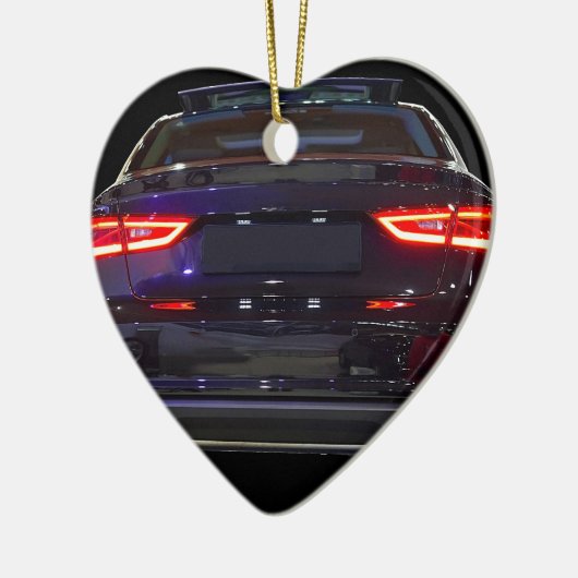 schwarzes Auto, rote Lichter Keramik Ornament (Links)