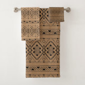 Schwarzes Aztec-Muster Badhandtuch Set (Insitu)