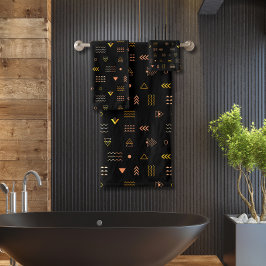 Schwarzes Aztec-Muster Badhandtuch Set