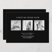 Schwarzes B/W Collage Foto Moderne Geburt Ankündigung (Vorne/Hinten)