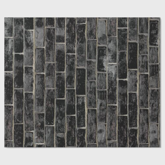 Schwarzes Backsteinmauer-Muster Geschenkpapier (Flach)