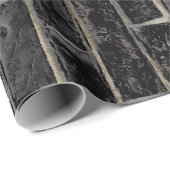 Schwarzes Backsteinmauer-Muster Geschenkpapier (Rolleneckpunkt)
