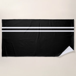 Schwarzes Badetuch mit weißen Linien