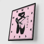 Schwarzes Ballett-Schuh-en Pointe Quadratische Wanduhr (Winkel)
