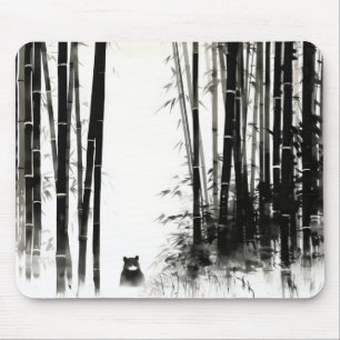 Schwarzes Bambuswald Tinte Malerei Mousepad