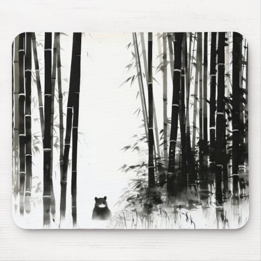 Schwarzes Bambuswald Tinte Malerei Mousepad (Vorne)