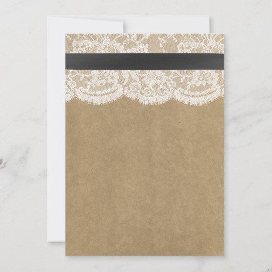 Schwarzes Band auf Kraft- und Spitzen-Brautparty Einladung (Rückseite)