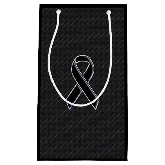 Schwarzes Band-Bewusstsein im Schachbrettmuster Kleine Geschenktüte (Vorderseite)