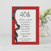 Schwarzes Band der 40. Party Einladung (Stehend Vorderseite)