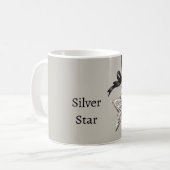 Schwarzes Band Grauer Silberner Stern Kaffeetasse (Vorderseite Links)