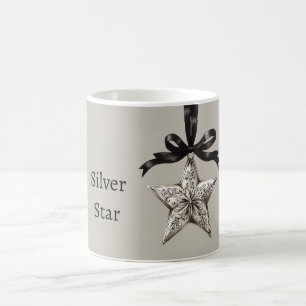 Schwarzes Band Grauer Silberner Stern Kaffeetasse