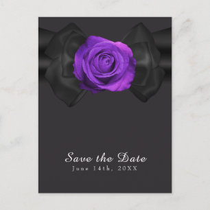 Schwarzes Band & Lila Rose Save-the-Date in JEDER Ankündigungspostkarte