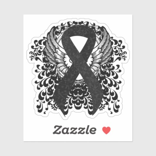 Schwarzes Band mit Flügeln Aufkleber (Blatt)