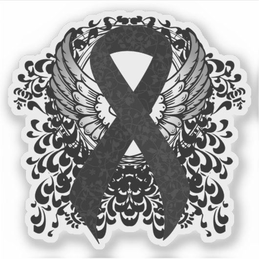 Schwarzes Band mit Flügeln Aufkleber (Vorderseite)