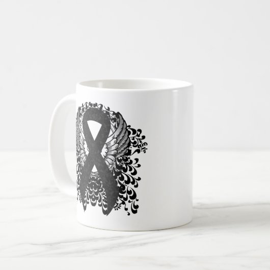 Schwarzes Band mit Flügeln Kaffeetasse (Vorderseite Links)