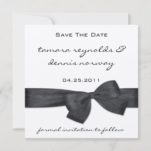 Schwarzes Band Silver Metallic Save the Date (Vorderseite)