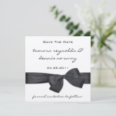 Schwarzes Band Silver Metallic Save the Date (Stehend Vorderseite)