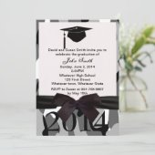 Schwarzes Band und graue Camouflage Abschluss Einl Einladung (Stehend Vorderseite)