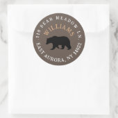 Schwarzes Bären-Rundes Rustikal-Rücksendeadresseti Runder Aufkleber (Tasche)