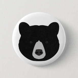 Schwarzes Bärengesicht Button