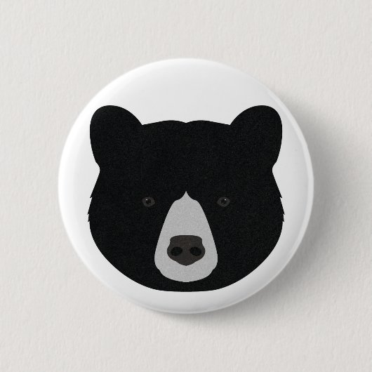 Schwarzes Bärengesicht Button (Vorderseite)