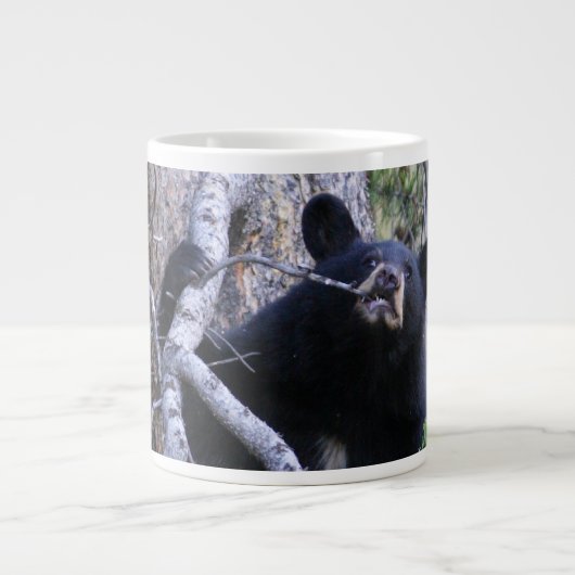 schwarzes Bärenjunges Jumbo-Tasse (Vorderseite)