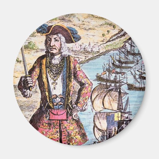 Schwarzes Bart-Farbportrait Magnet (Vorne)