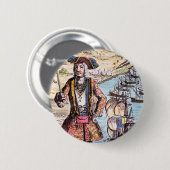 Schwarzes Bart-Farbporträt Button (Vorne & Hinten)