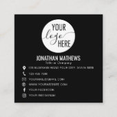 Schwarzes Basic Professional Firmenlogo QR-Code Quadratische Visitenkarte (Vorderseite)