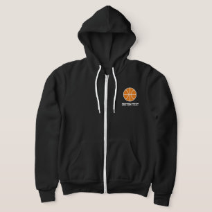 Schwarzes Basketball-Sport-Logo-Reißverschluss-Hoo Hoodie