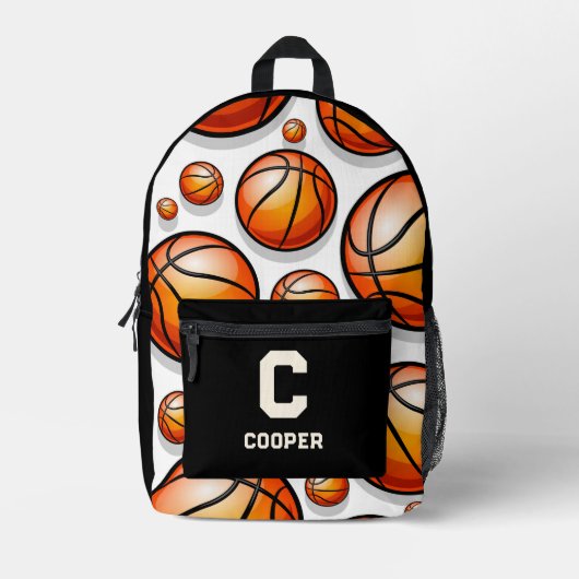 Schwarzes Basketballmuster Bedruckter Rucksack (Vorderseite)