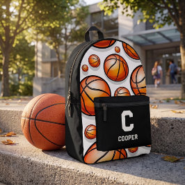 Schwarzes Basketballmuster Bedruckter Rucksack