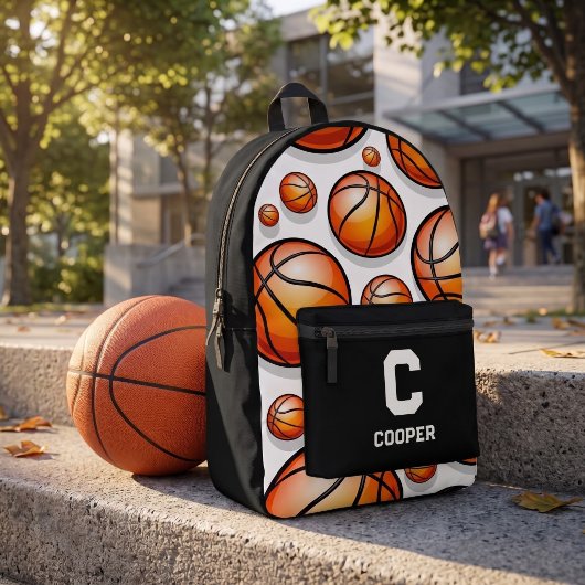 Schwarzes Basketballmuster Bedruckter Rucksack