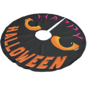 Schwarzes Beängstigendes Gesicht Happy Halloween Polyester Weihnachtsbaumdecke (Schrägansicht)