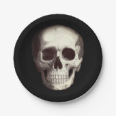 Schwarzes Beängstigendes Schädelerull Halloween Pappteller (Vorderseite)