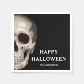 Schwarzes Beängstigendes Schädelerull Halloween Serviette (Vorderseite)