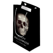 Schwarzes Beängstigendes Skull Halloween Kleine Geschenktüte (Vorderseite Schrägansicht)