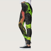 Schwarzes befleckte Rosen-Rasta Leggings (Links)