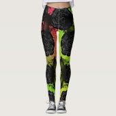 Schwarzes befleckte Rosen-Rasta Leggings (Vorderseite)