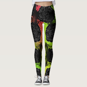 Schwarzes befleckte Rosen-Rasta Leggings