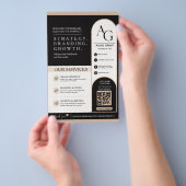 Schwarzes Beige Luxus-QR-Code Termin-Erinnerung Flyer (Handgriff)