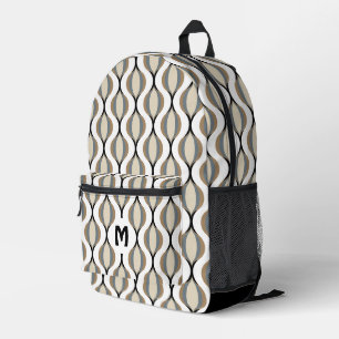 Schwarzes Beiges Graues Mittelmeer-Wellenmuster Ch Bedruckter Rucksack