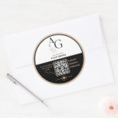 Schwarzes Beiges Luxus-QR-Code-Erinnerung Runder Aufkleber (Umschlag)