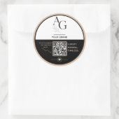 Schwarzes Beiges Luxus-QR-Code-Erinnerung Runder Aufkleber (Tasche)