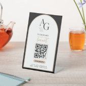 Schwarzes Beiges Luxus-QR-Code Termin-Erinnerung Sockelschild (In SItu)