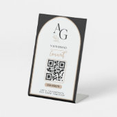 Schwarzes Beiges Luxus-QR-Code Termin-Erinnerung Sockelschild (Vorderseite)