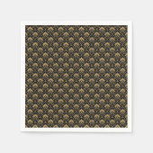 Schwarzes beiges nahtloses Vintage-Damaskmuster Serviette (Vorderseite)