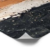Schwarzes Beiges Texturiertes Streifenposter Poster (Ecke)