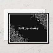 Schwarzes Beileid-Floral Postkarte (Vorne/Hinten)