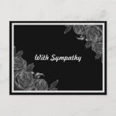 Schwarzes Beileid-Floral Postkarte (Vorderseite)